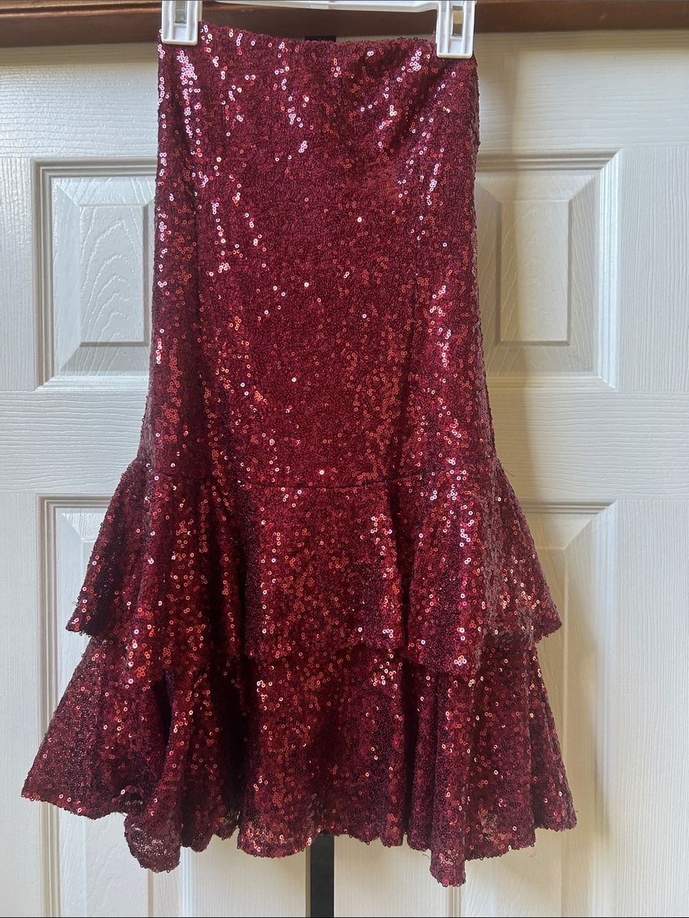 Lulu's Red Sequin Tiered Mini Dress